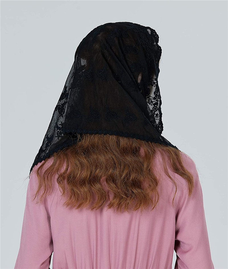 穆斯林天主教蕾丝头纱基督教回民头纱围巾沙丽黑色白色新娘头纱*