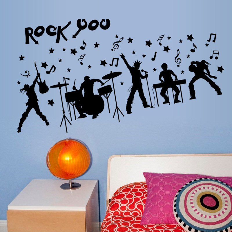 sk9013纯色金属乐队音乐墙贴卧室学校教师墙面摇滚装饰画自粘贴纸