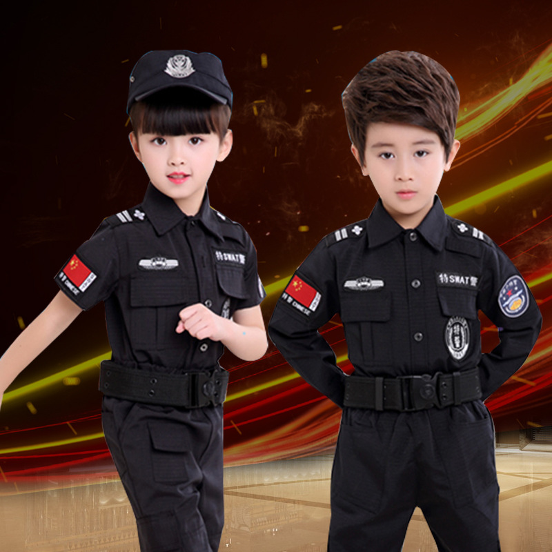 厂家直销儿童警官演出服特警套装男女童特警服儿童小特警表演服
