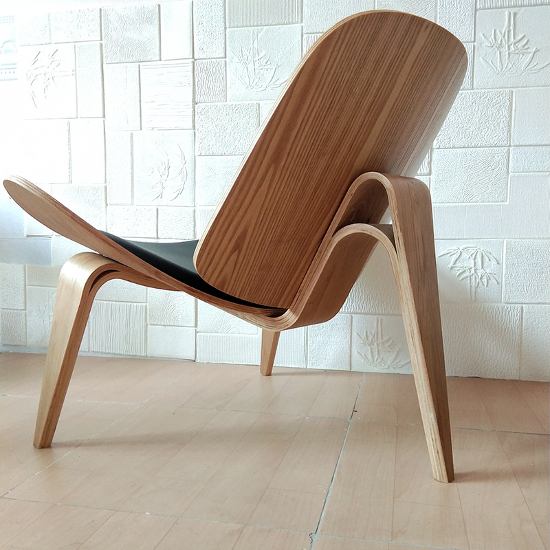 飞机椅北欧单人沙发椅贝壳椅弯曲现代简约微笑椅创意会客商务椅