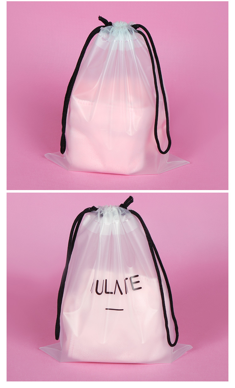 厂家直销cpe服装抽绳袋塑料束口袋拿样透明服装包装袋糖果方便袋