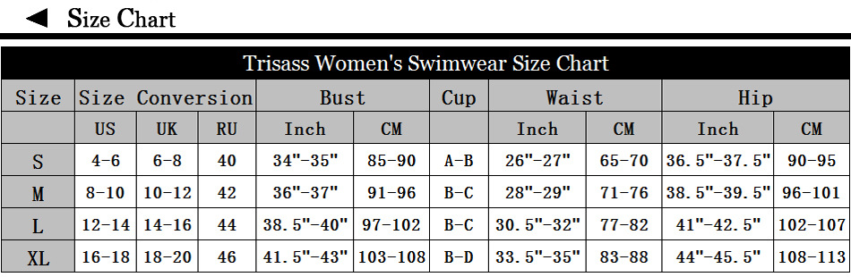 女性泳衣尺寸对照表图片