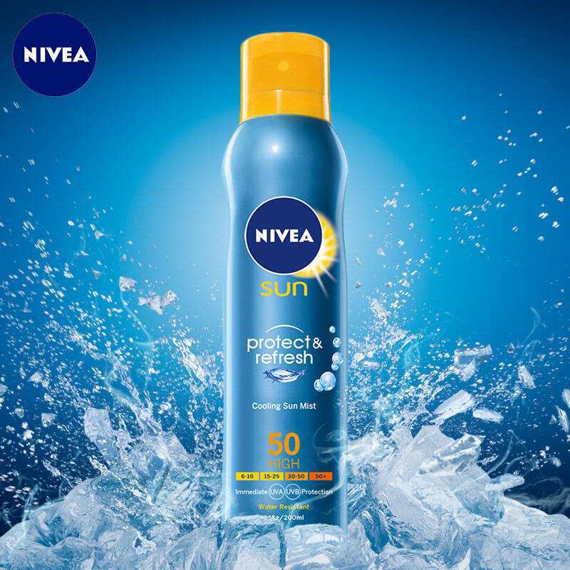nivea/妮维雅200ml防晒气雾冰爽质感温和清透水润spf50户外防晒霜