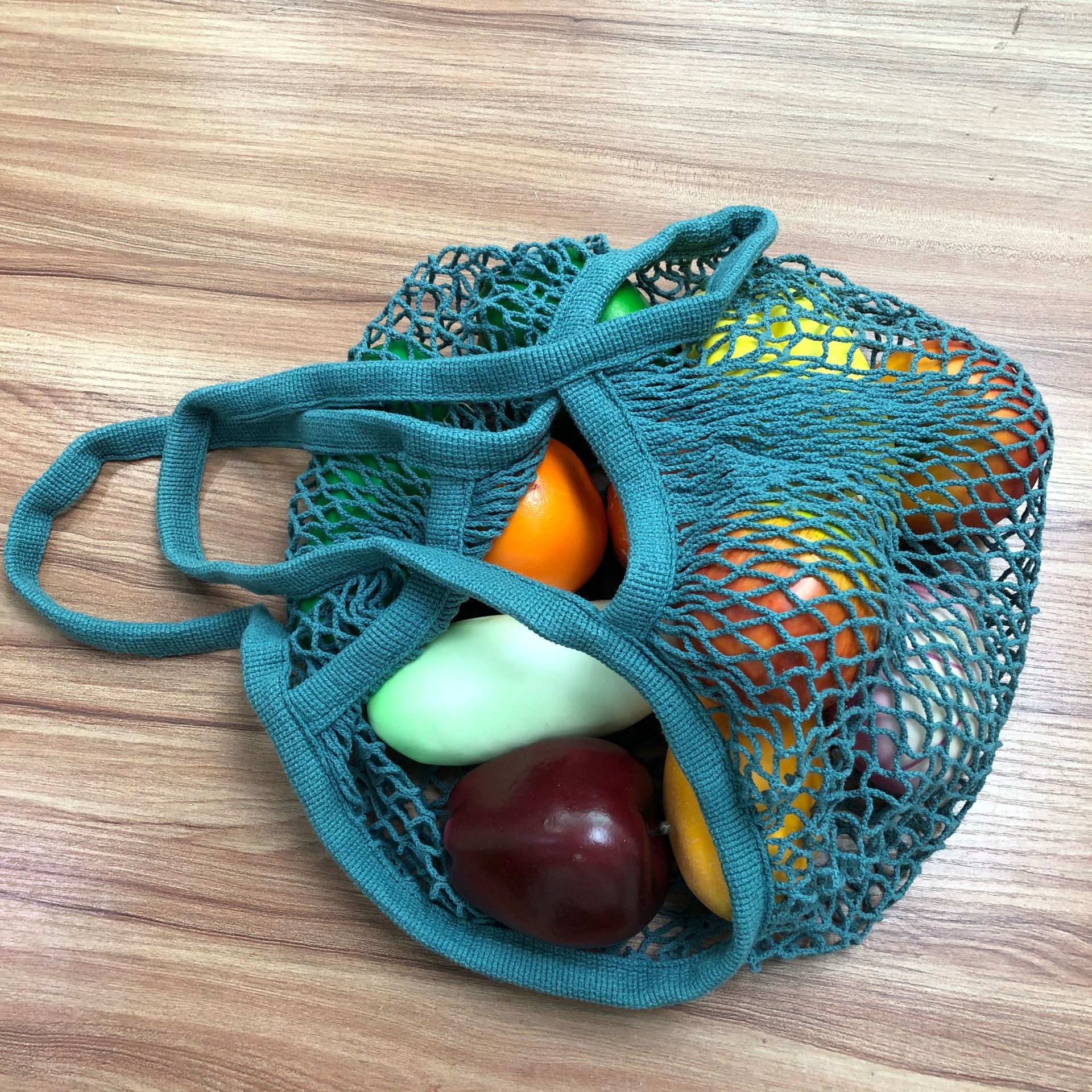 定制有机棉网兜水果网袋手提跨肩式背包棉网兜购物袋长短提手网兜