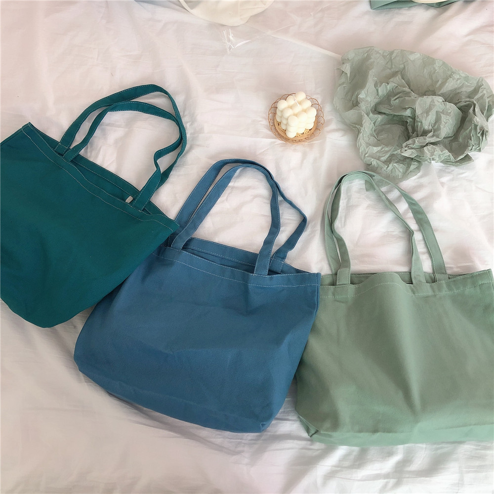 纯色帆布袋手提单肩布包棉麻环保袋购物袋书袋文艺小清新日系原宿