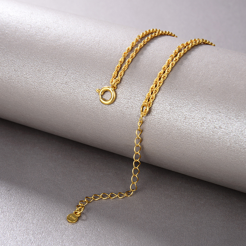 高档欧美ins冷淡风怀旧复古打结设计金项链女s925纯银镀18k