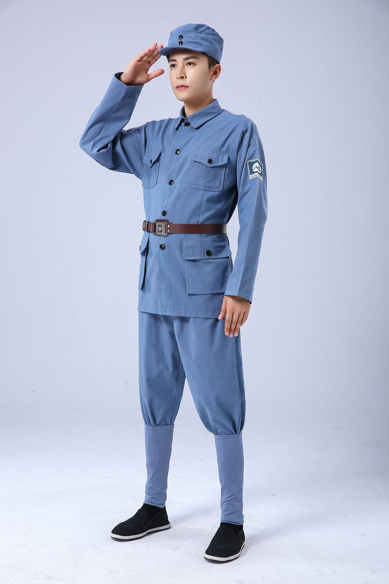 成人棉麻红军服儿童八路军新四军影视剧服装小红军抗战服舞台装