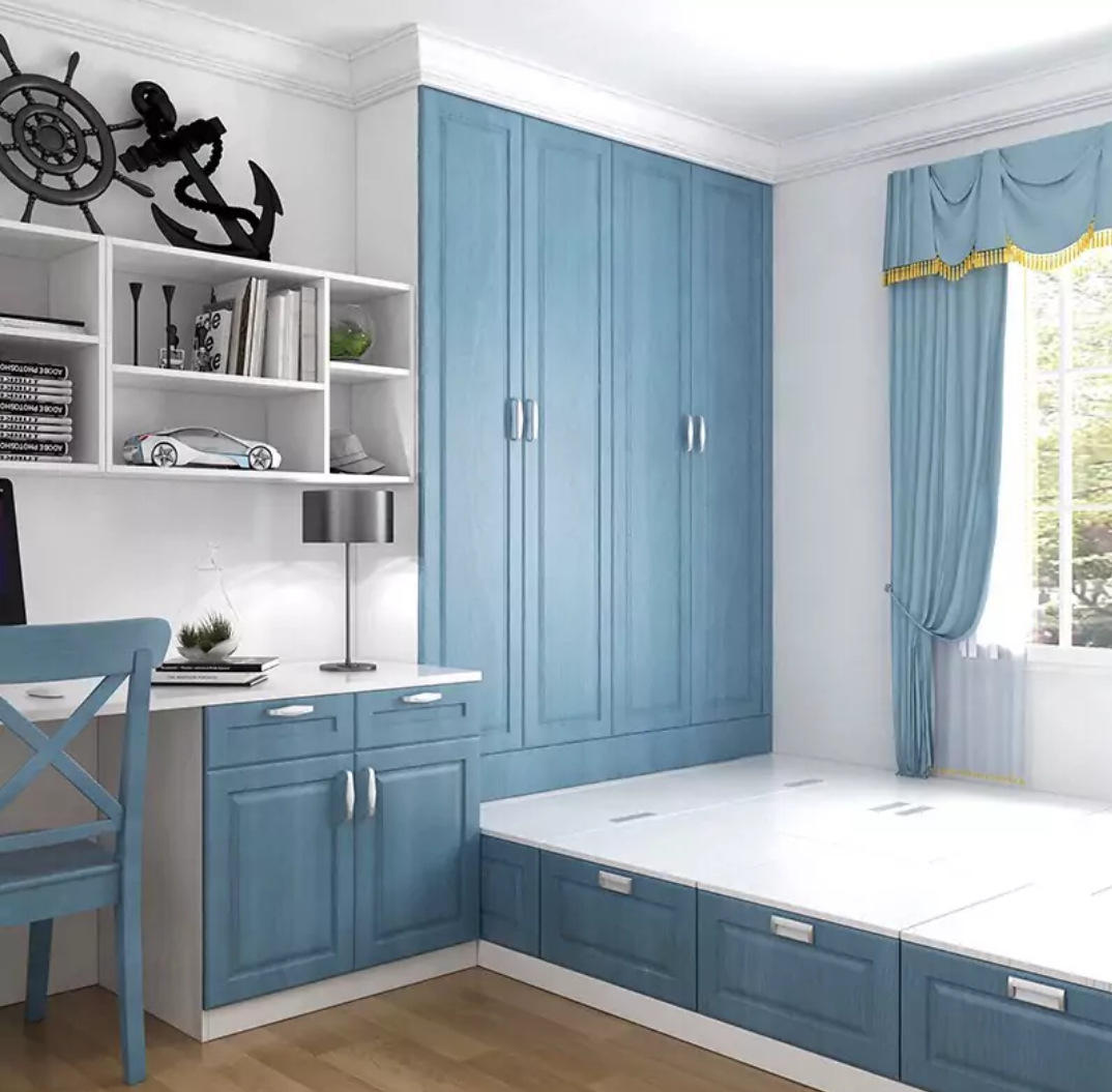 欧式塌塌米套装 衣柜  床 书桌连体套装  一室装修上门定制批发