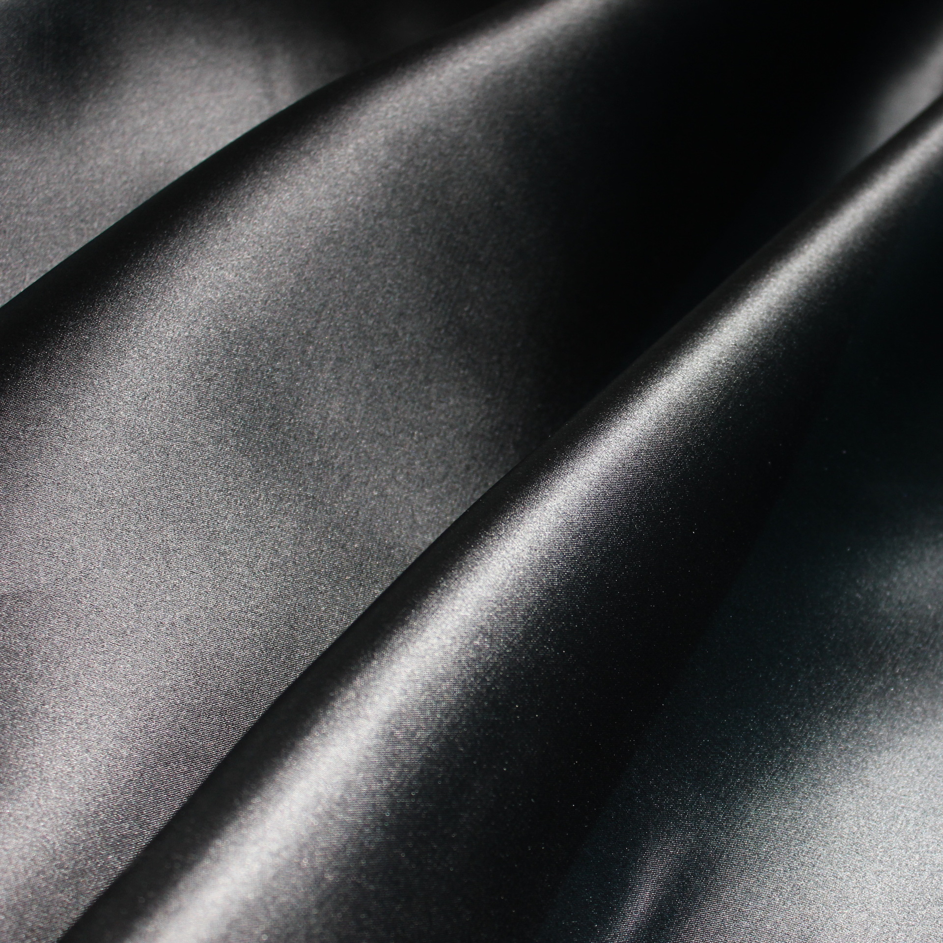 春夏硬挺质感真丝面料桑蚕丝14姆米真丝欧根缎宽幅140厘米黑色