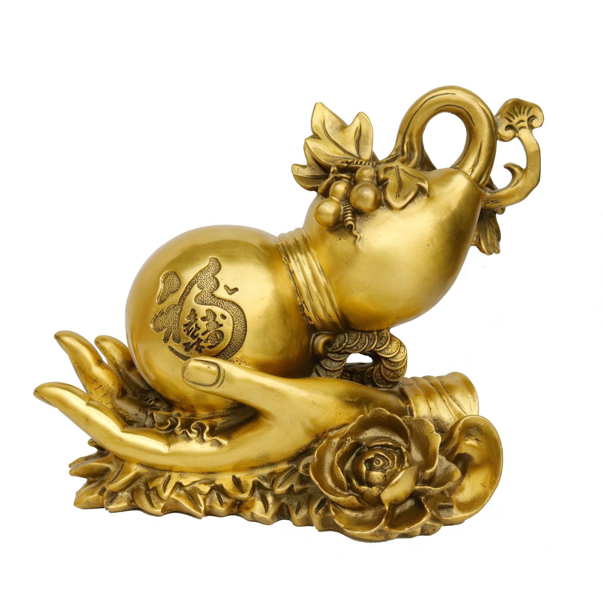 纯黄铜佛手葫芦摆件福禄在手铜佛手葫芦摆件家居工艺礼品摆设礼品