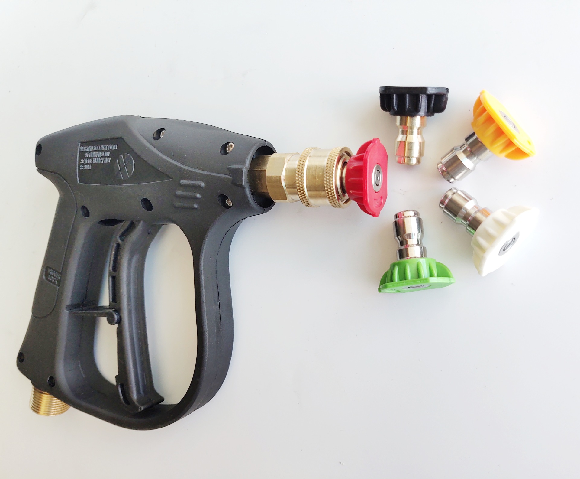 五色喷嘴扇形喷头不锈钢1/4快插高压水枪喷头