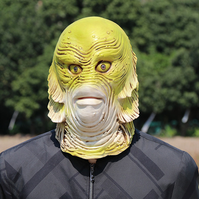 鱼怪面具万圣节搞怪乳胶头套cosplay化妆舞会派对道具厂家批发