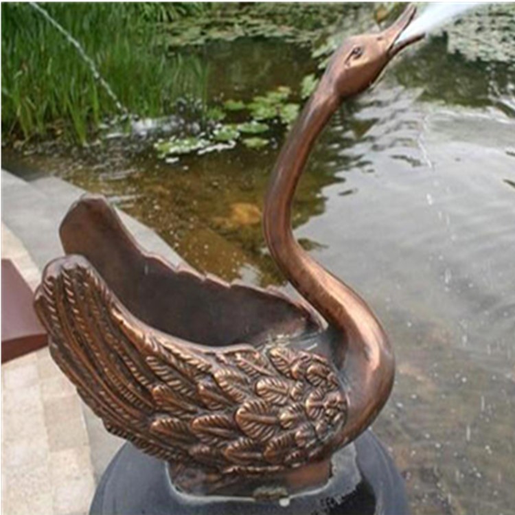 加工定制铜天鹅 铜雕天鹅喷泉 铸铜天鹅摆件雕塑厂家