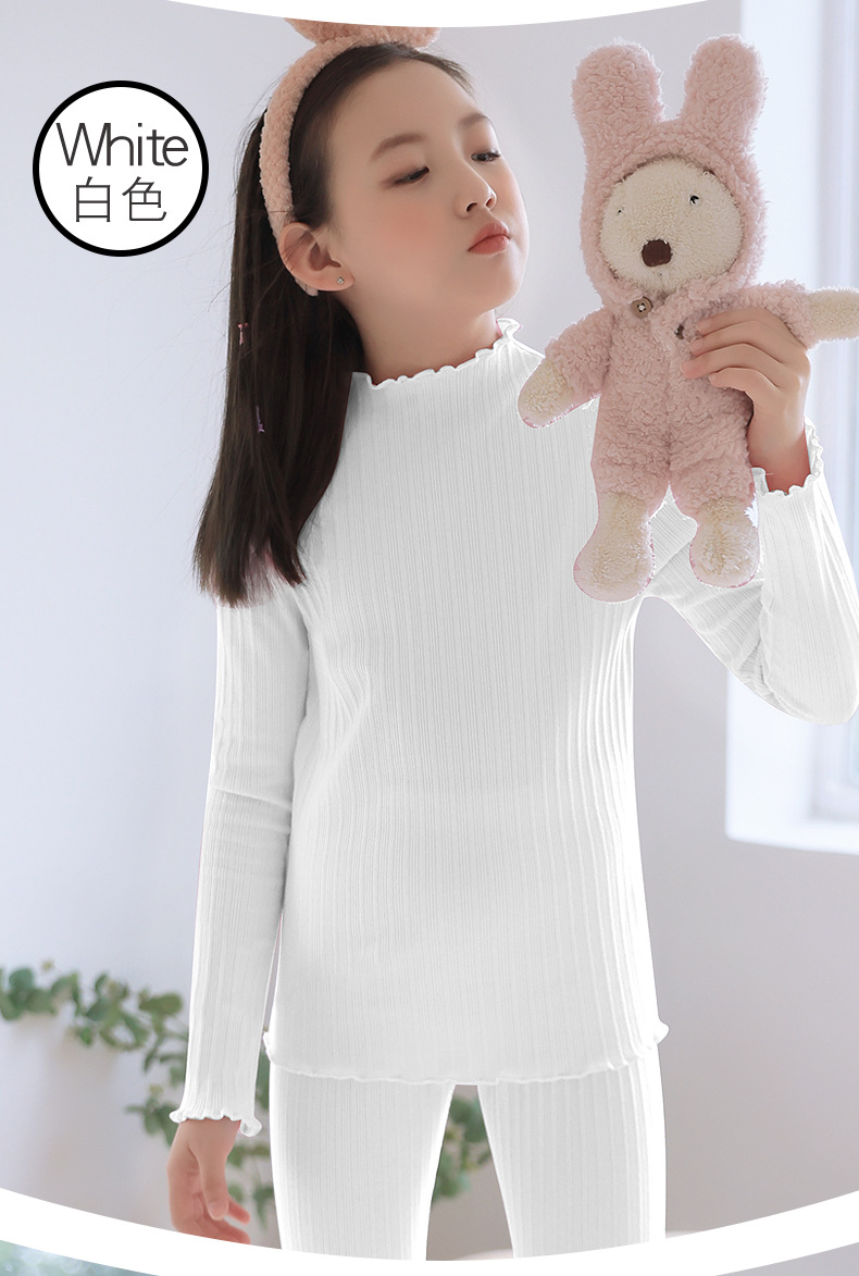 森之鼓女童秋衣套装儿童内衣女孩秋衣秋裤木耳边大童打底睡衣