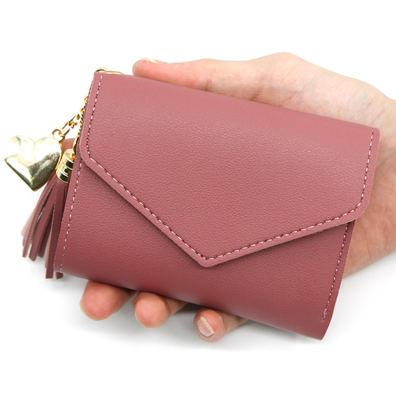 New Fashion Ladies Wallet Short Small Three Fold Simple Tassel Clutch Wallet Card Holder Coin Purse Clutch