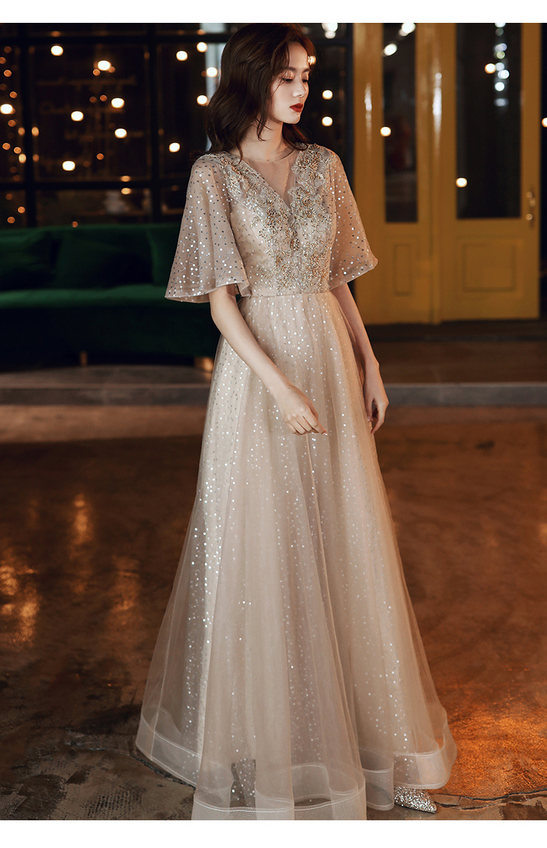 晚礼服女2021年新款宴会年会主持人艺考独唱演出服艺考晚礼服现货