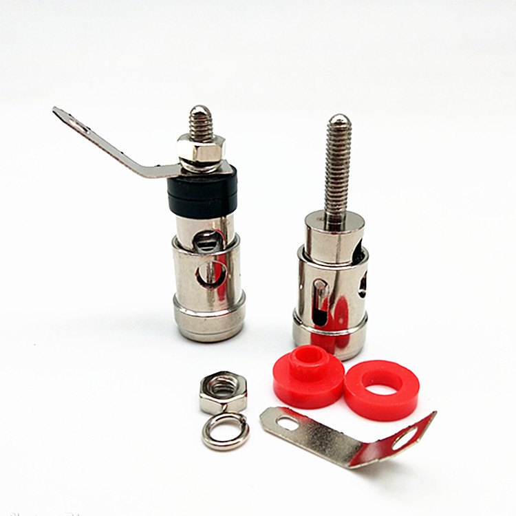 镀镍按压式大号弹簧接线柱 音箱功放 弹簧自锁插座按压式接线端子