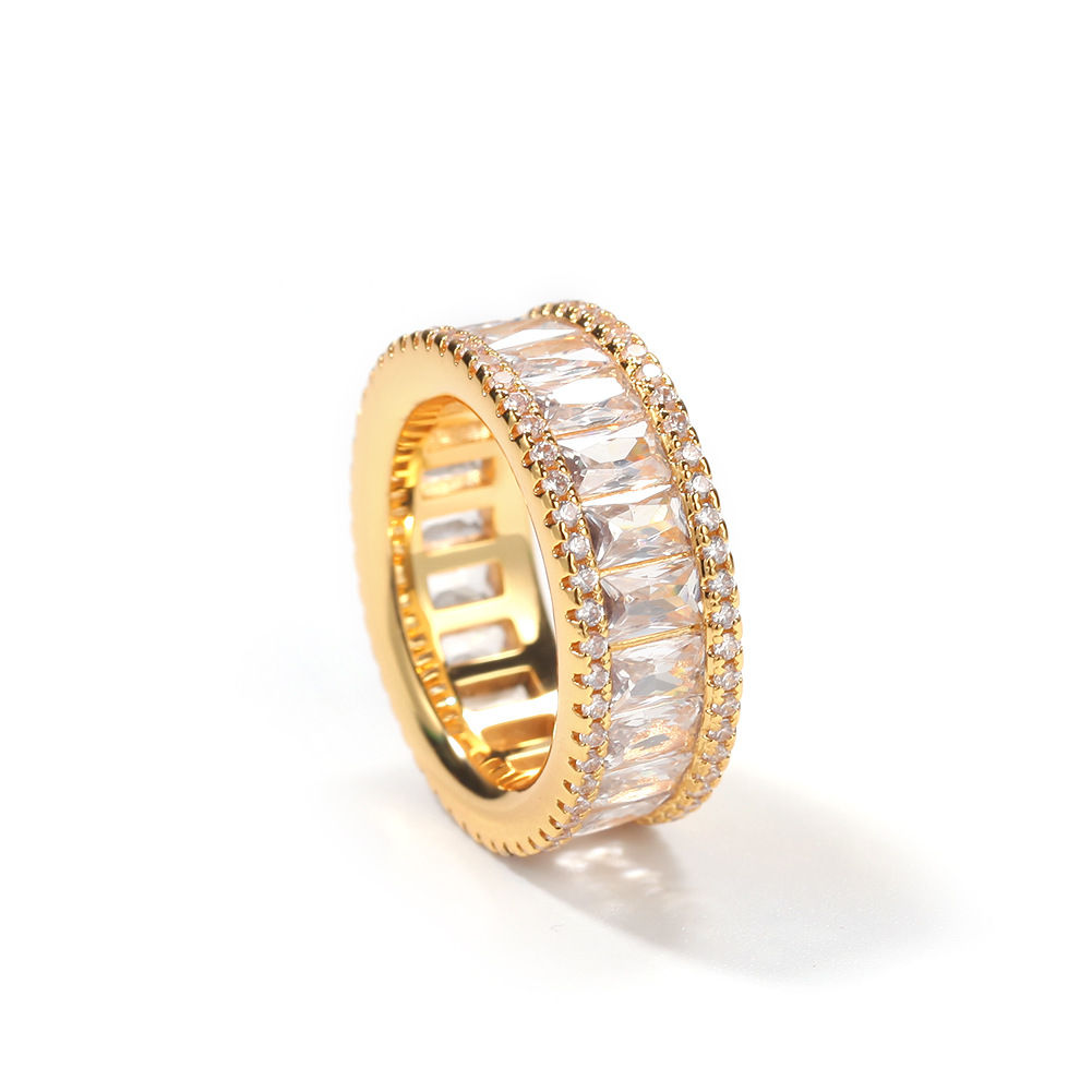 跨境爆款配饰品铜镶锆石t方锆戒指情侣欧美简约个性男士戒指批发