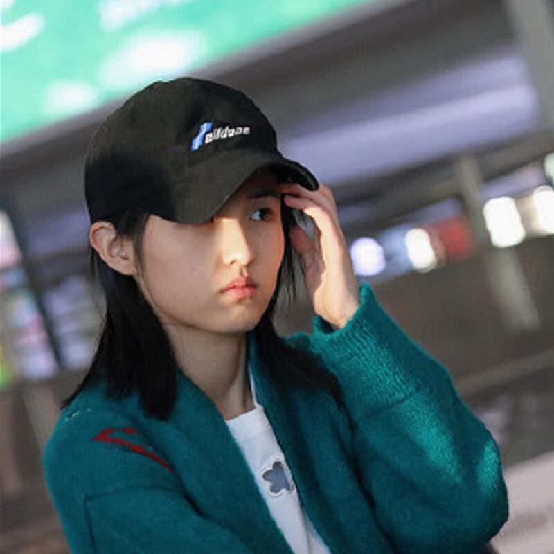 张子枫同款纯棉黑色字母棒球帽男女生百搭防晒日系显脸小鸭舌帽子
