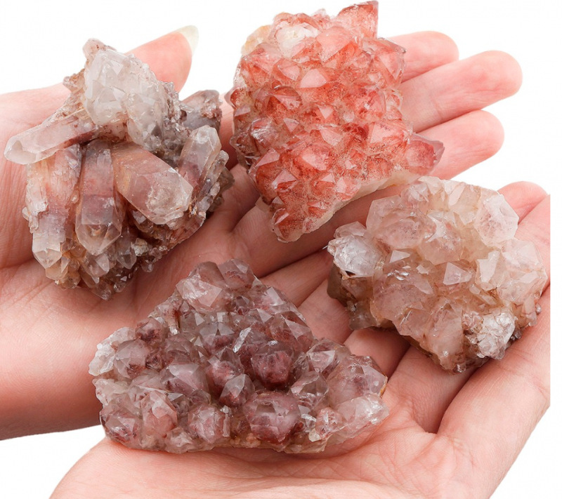 天然红水晶晶簇幽灵原石