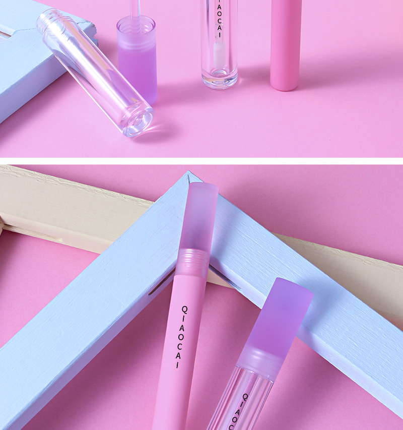 透明果冻唇彩蜜管 细长梦幻糖果唇釉管包材 彩妆蒙砂唇釉空瓶圆形