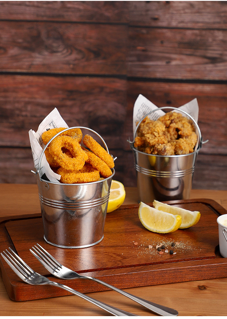 美式咖啡厅不锈钢迷你薯条桶创意餐厅小吃桶炸鸡桶薯条架啤酒冰桶