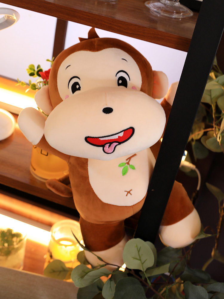 创意新款树叶顽皮猴毛绒玩具公仔可爱情侣猴娃娃儿童抱枕玩偶批发