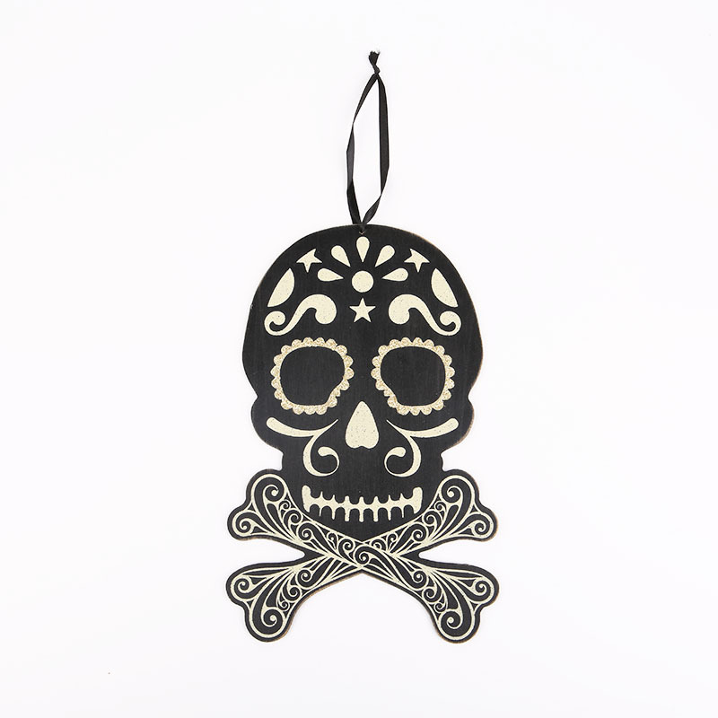 New Halloween Skull Shape Decorated Hangtag European and American Home Ghost Festival Wooden Crafts Pendant Customization