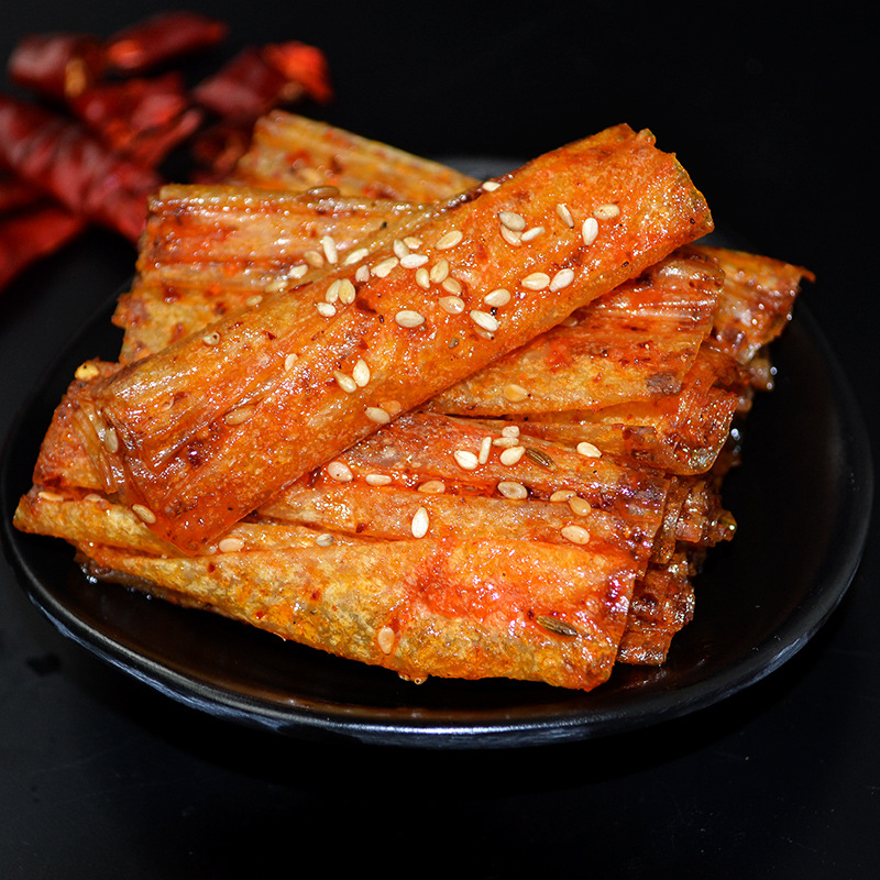 湖南辣条网红豆皮卷辣片500g特产手工自制儿时怀旧麻辣零食大礼包