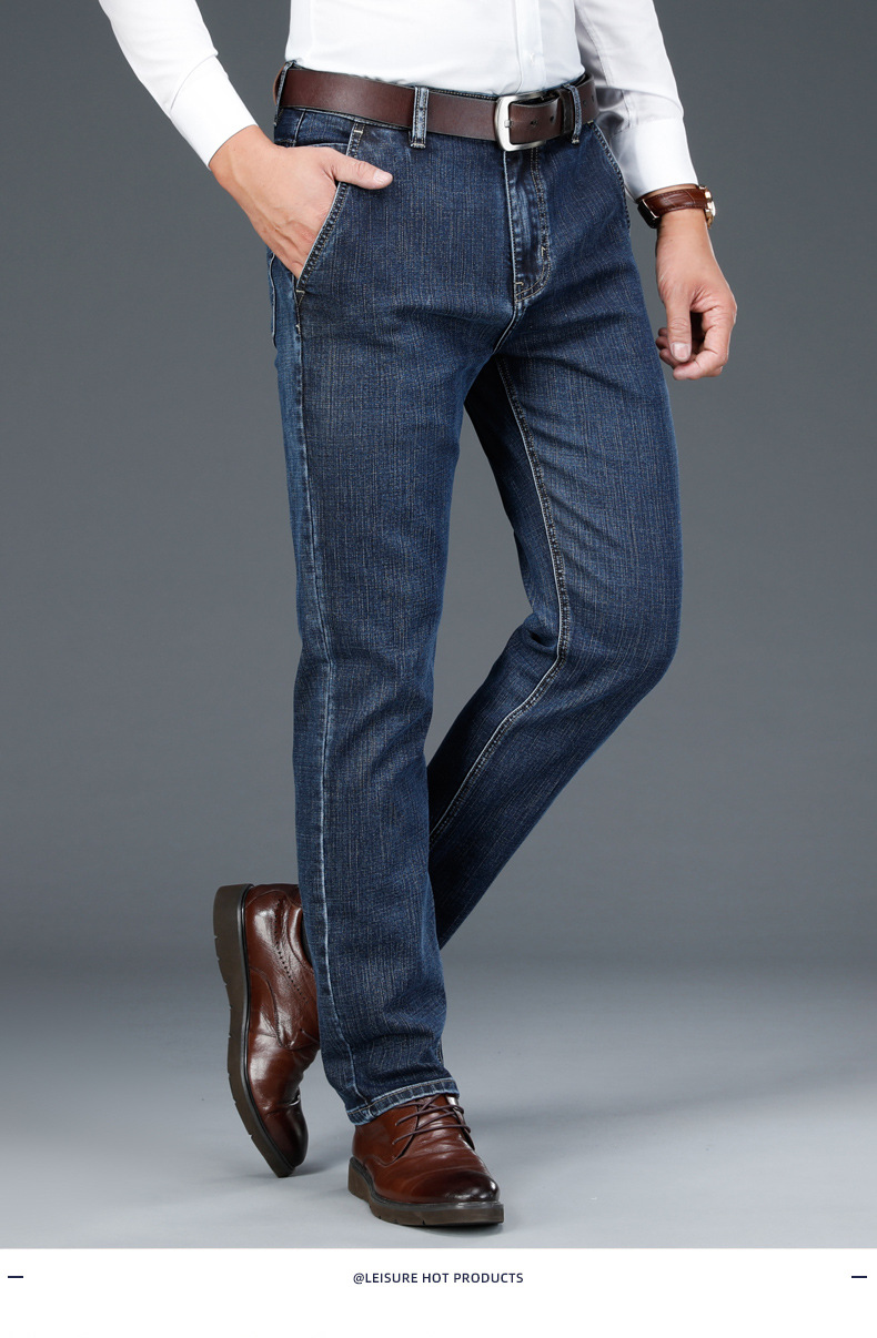 yft-dkh8099天丝牛仔裤男宽松直筒商务男装2020秋冬新款高腰弹力男式
