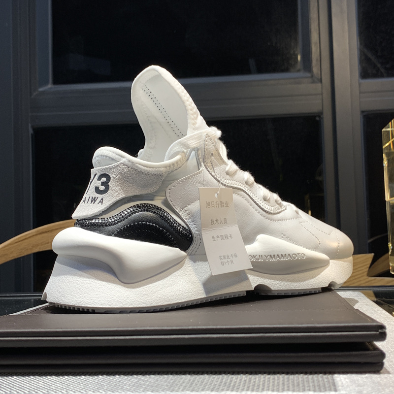 y3gzclsw四季白武士厚底男鞋真皮白色夏季低帮休闲运动透气老爹鞋