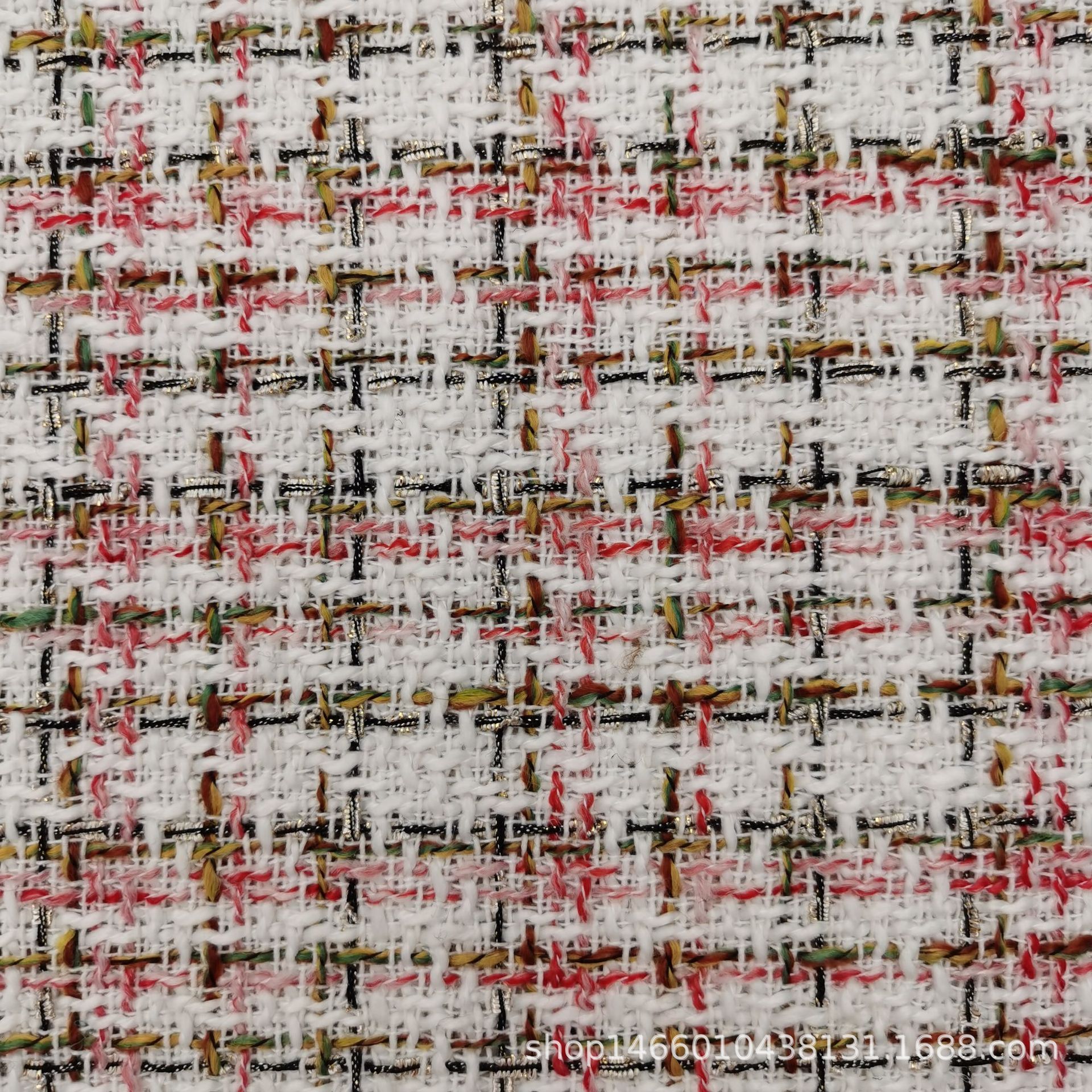 卓曦纺织|春夏新款小香风彩色亮丝格子编织粗花呢女装箱包面料