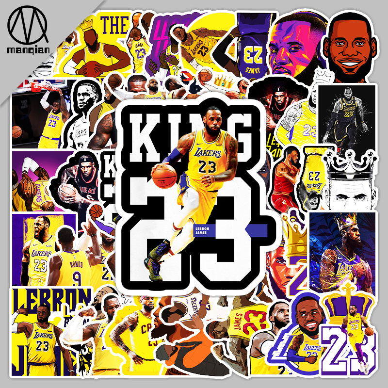 50张篮球球星詹姆斯卡通贴纸行李箱笔记本电脑汽车滑板车防水贴纸