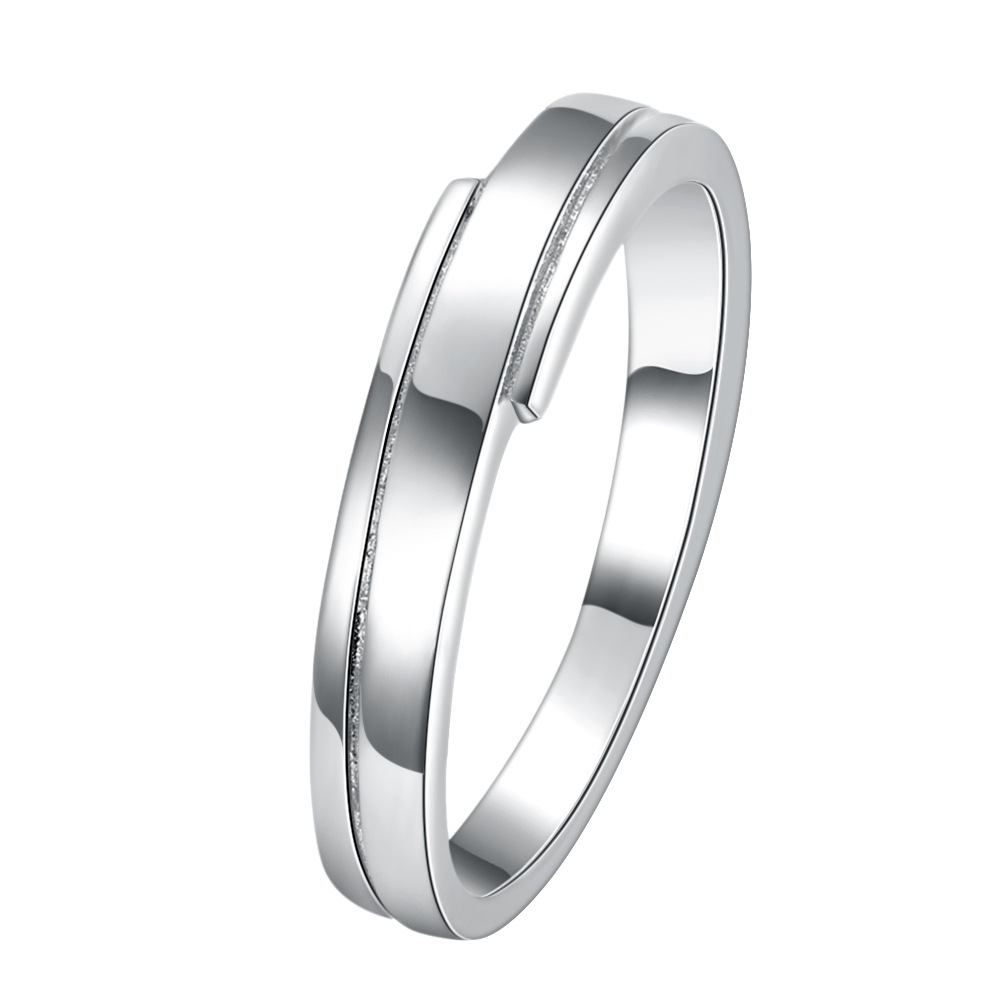 新简约镀白金戒指窄版欧美经典k金情侣对戒指环手饰lknqhs925r061