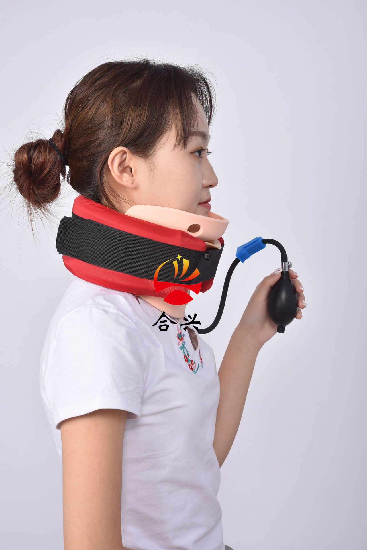 充气颈托分体式颈托围领颈部支具护颈颈椎固定支具升降颈托