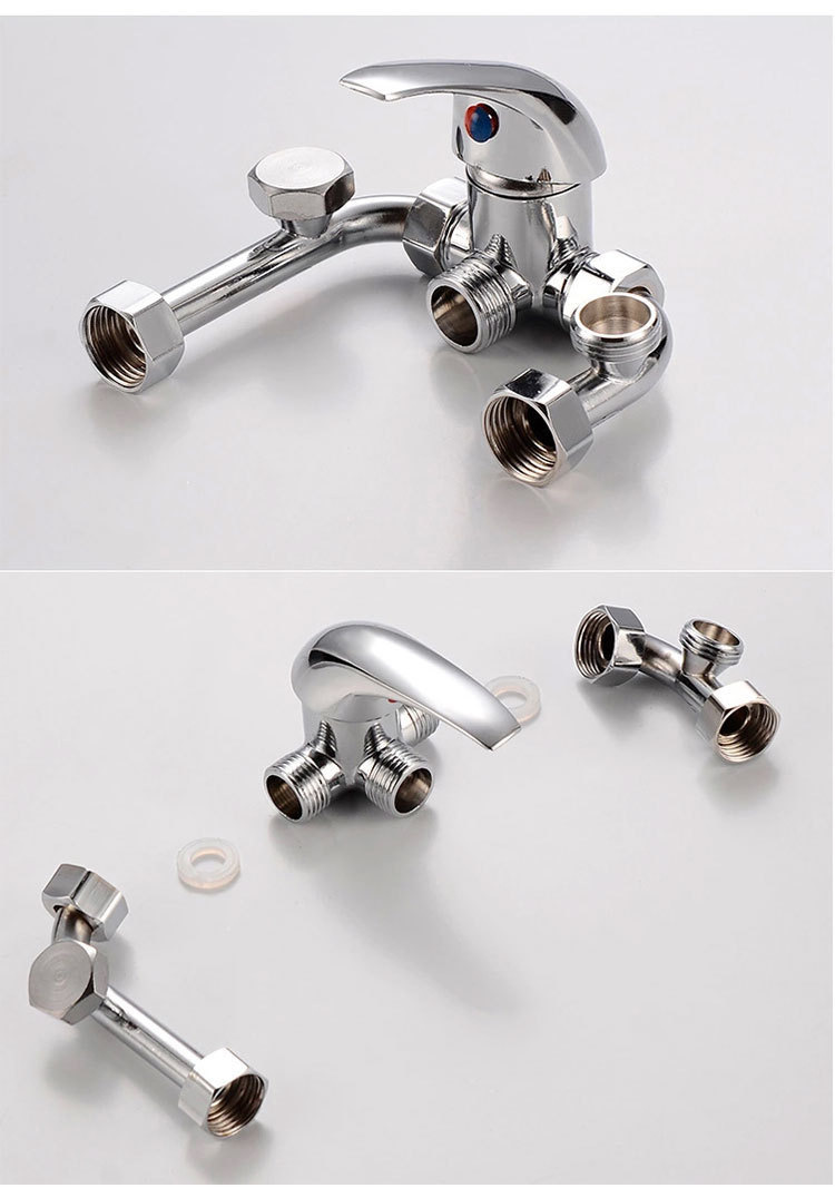 电热水器铜混水阀明装开关淋浴器通用配件冷热混合u型出水龙头