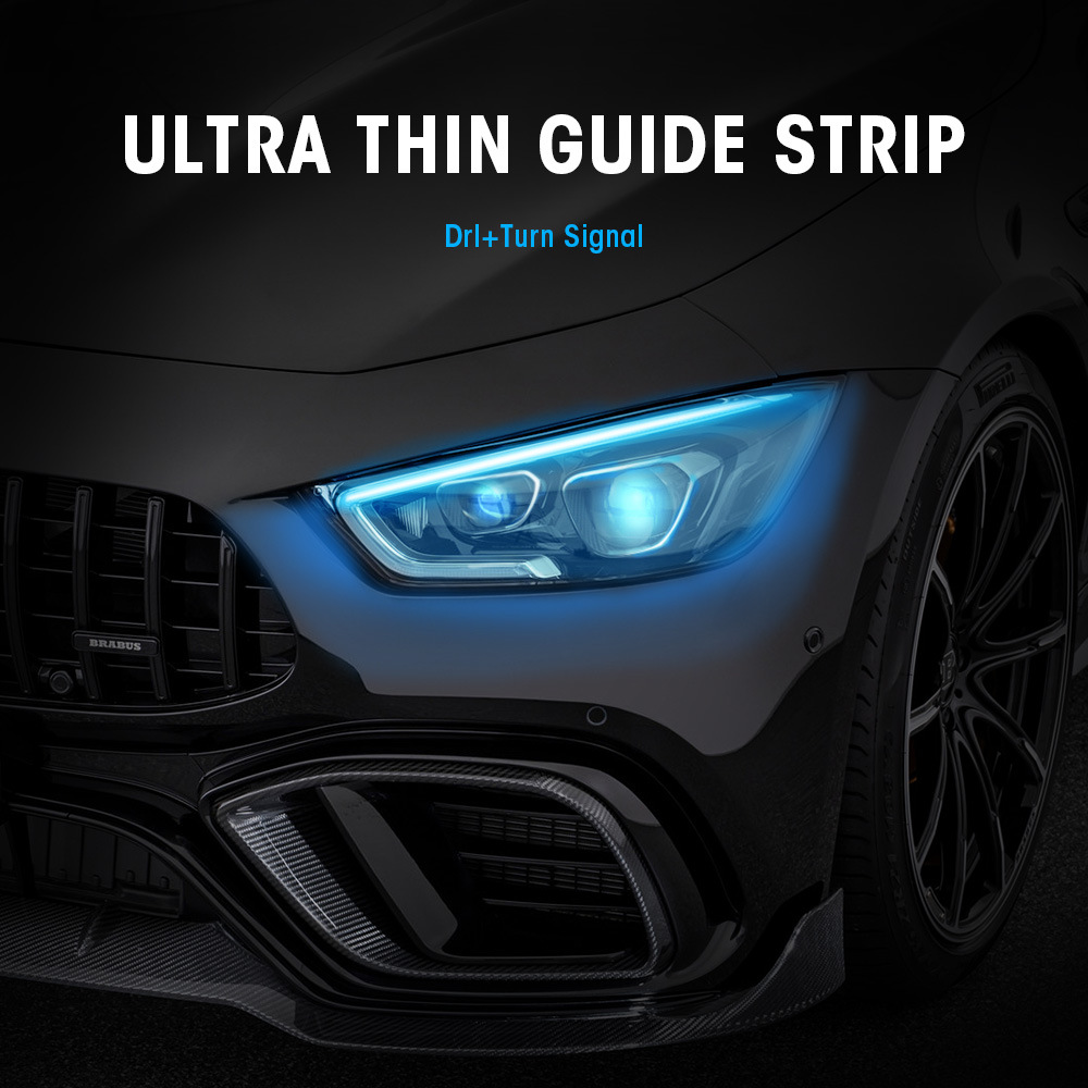 汽车led日行带转向流水灯 双色流光转向灯 超薄导光条 泪眼灯白黄