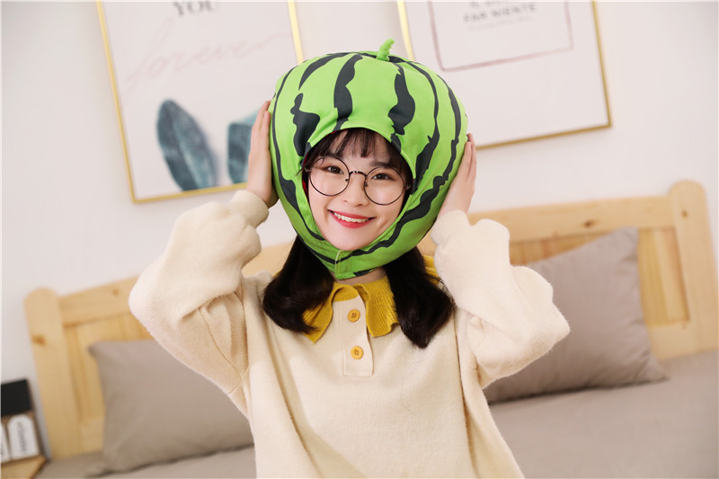 批发 可爱毛绒 西瓜头套 西瓜帽子 拍照道具写真道具毛绒头套