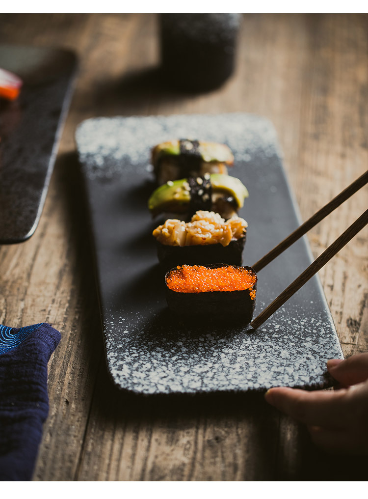 日式小吃盘料理餐厅寿司平板刺身摆盘陶瓷复古长方形火锅配菜盘子