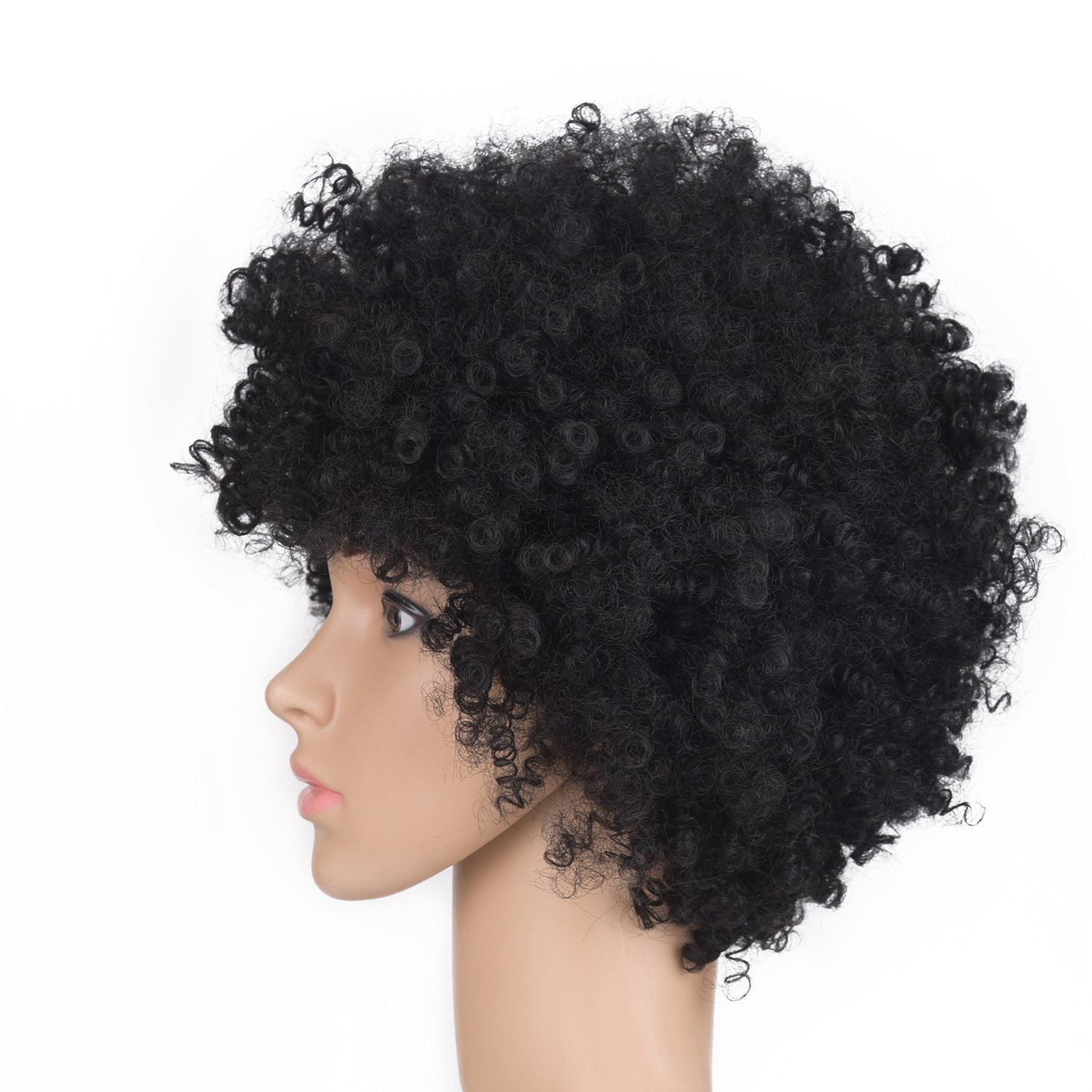 欧美新款真人发丝假发头套 女短发小卷黑色发套棕色批发定做