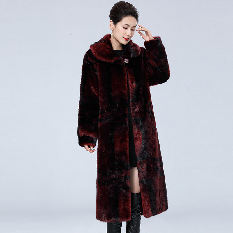 2020冬季新款貂皮大衣女整貂长款海宁水貂毛妈妈装大码皮草外套