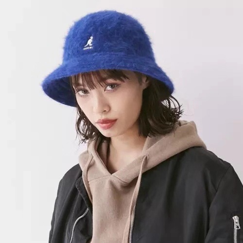 kangol袋鼠潮牌圆顶秋冬款兔毛渔夫帽盆帽泫雅同款超火帽子男女戴