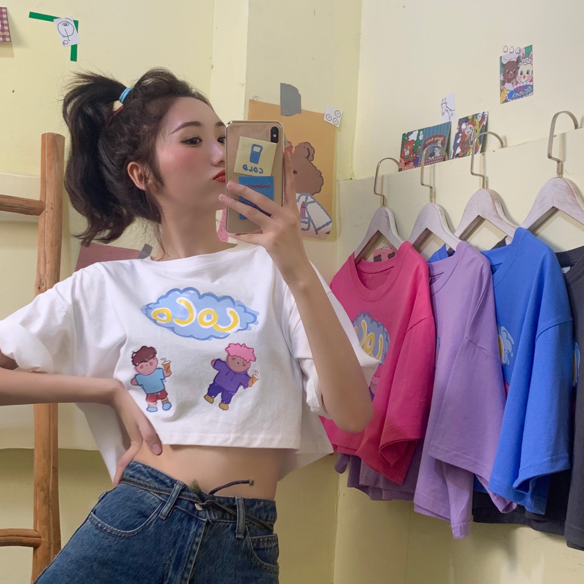 泫雅风上衣夏装2020新款韩版宽松短袖t恤ins潮网红超火短款衣服女