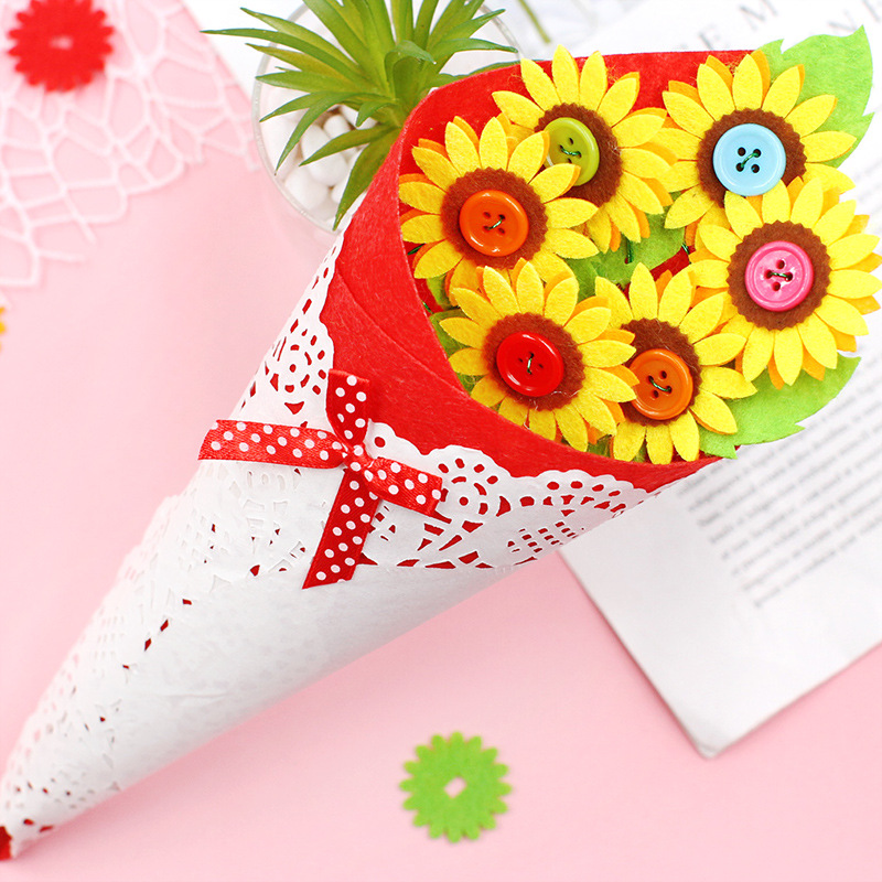 纽扣手捧花diy扣子花束材料包儿童益智创意玩具幼儿园母亲节手工