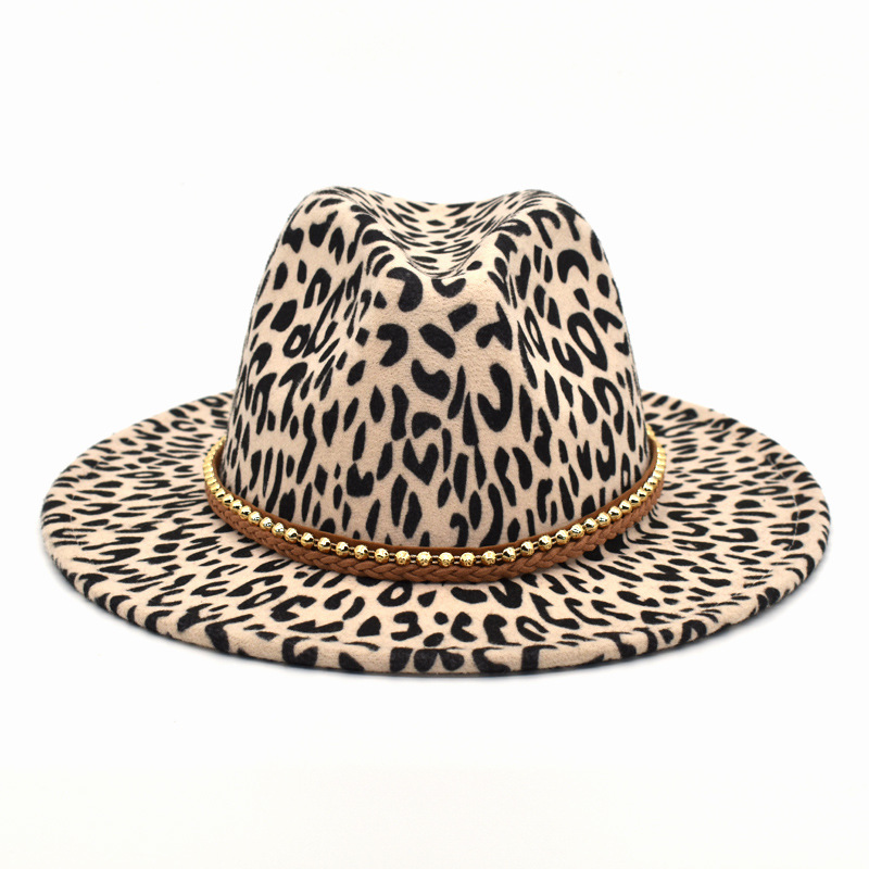 男新款豹纹时尚绅士帽爵士帽欧美赌徒帽复古礼帽舞台帽巴拿马帽