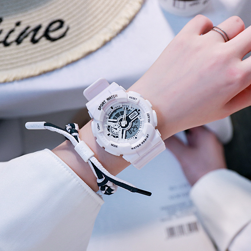 【现货】手表男女学生电子表情侣运动时尚防水夜光闹钟双显儿童表