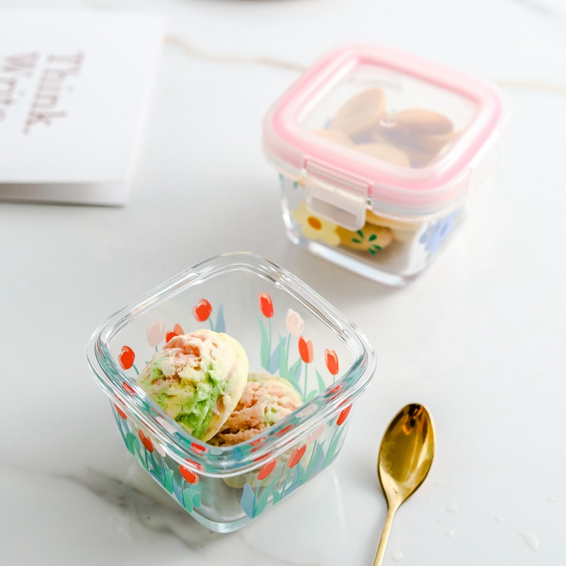 Bird's Nest Peach Gum Storage Bottle Sealed Box Glass Bottle with Lid Portable Home Mini Crisper Food Grade Jam Bowls