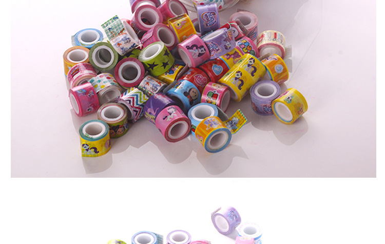 韩国款卡通迷你小号彩色胶带学生胶带手账diy胶带90个装