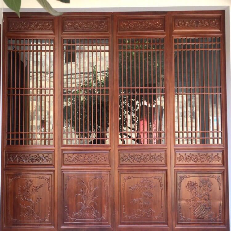 制作实木新中式仿古门窗 承接古建工程 厂家雕花榫卯花格木门
