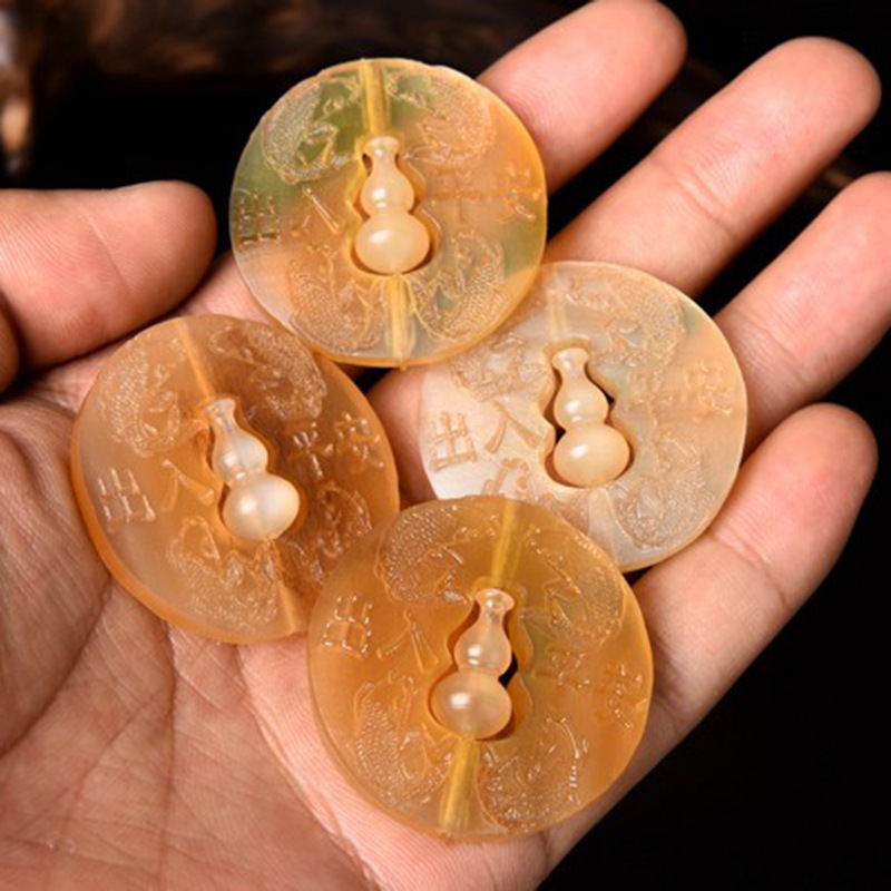 0成交3件天然羊角牌子吊坠雕刻公鸡孔雀项链挂件挂坠背云diy配件配饰